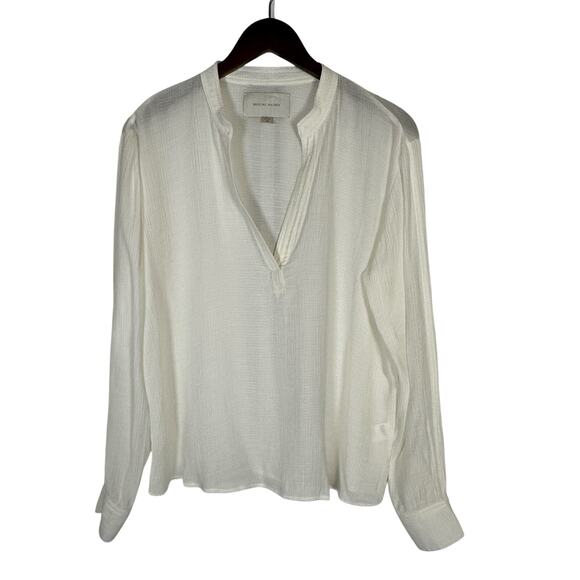 Brochu Walker Anglia Popover Blouse Salt White M Minimalist Capsule Career Boho - Picture 1 of 9